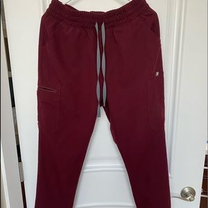 Figs High Waisted Yola Scrub Pants in Burgandy